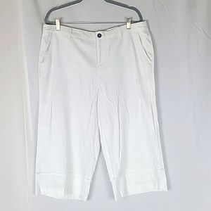 Style & Co women plus size 16 wide crop mid rise white pants semi sheer